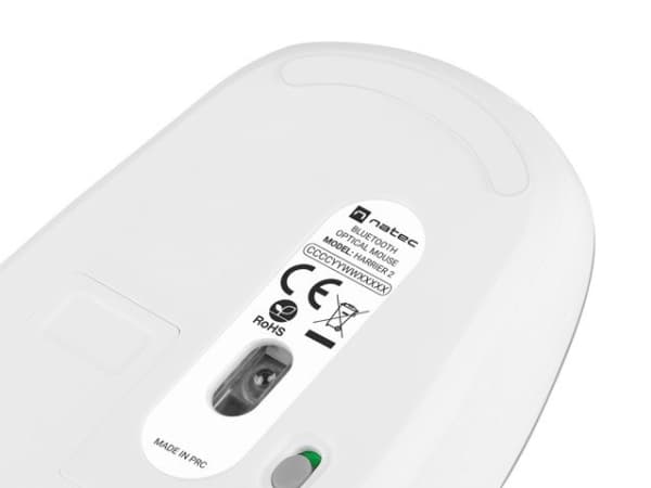 NATEC Harrier 2, Høyre hendt, Optisk, Bluetooth, 1600 DPI, Grå, Hvit