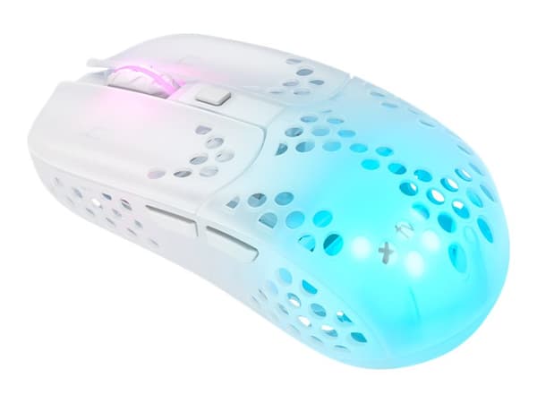 Xtrfy MZ1 - Mus - ergonomisk - optisk - trådlös - 2.4 GHz - trådlös USB-mottagare - vit