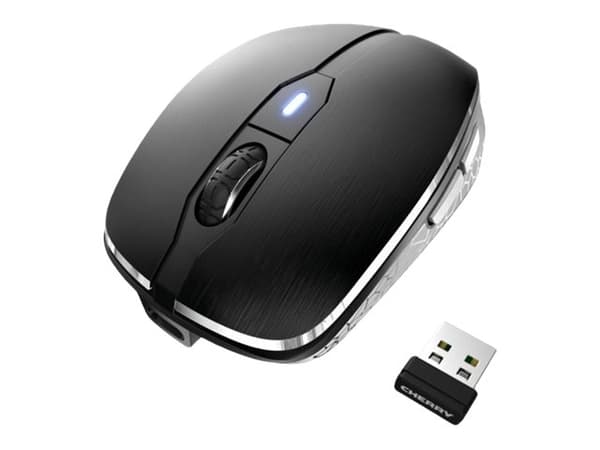 CHERRY MW 8C ADVANCED - Mus - ergonomisk - optisk - 6 knappar - trådlös - 2.4 GHz, Bluetooth 4.0 - trådlös USB-mottagare - svart