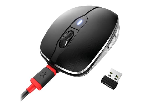 CHERRY MW 8C ADVANCED - Mus - ergonomisk - optisk - 6 knappar - trådlös - 2.4 GHz, Bluetooth 4.0 - trådlös USB-mottagare - svart