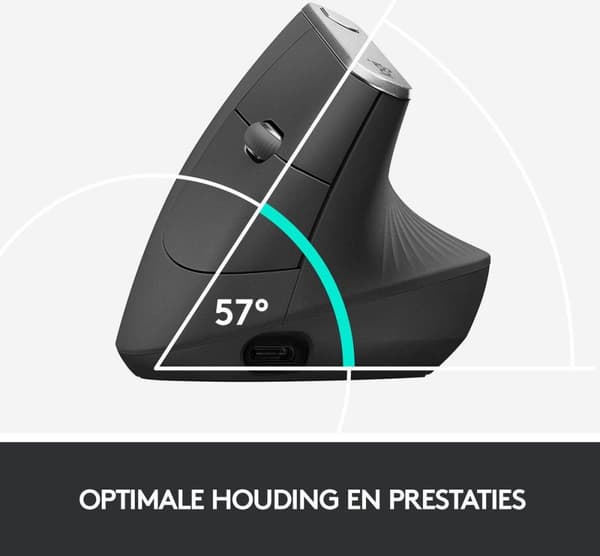Logitech MX Vertical Advanced Ergonimisk mus RF Trådløs+Bluetooth Optisk 4000 DPI Højre hånd