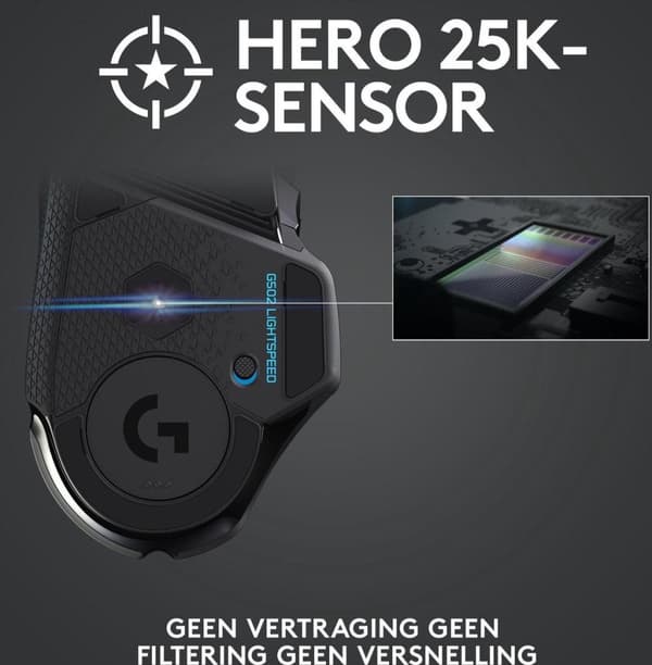 Logitech G502 LIGHTSPEED - Langaton pelihiiri - 25K DPI - Musta