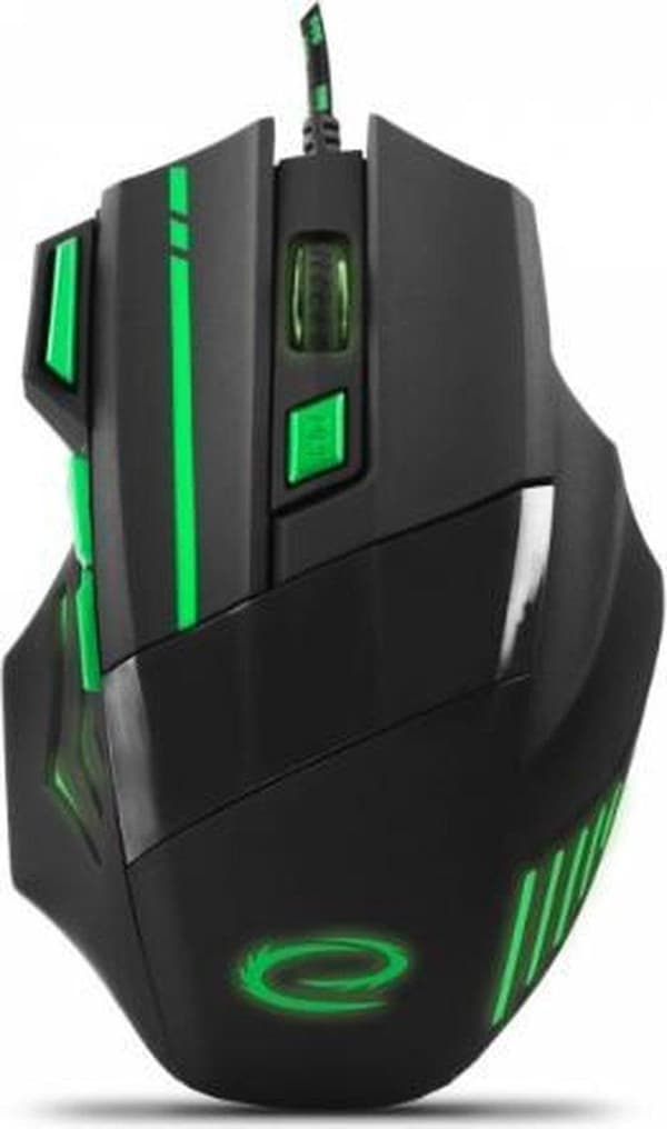 Esperanza EGM201G mus USB Type-A Optisk 2400 DPI Höger Svart, Grön