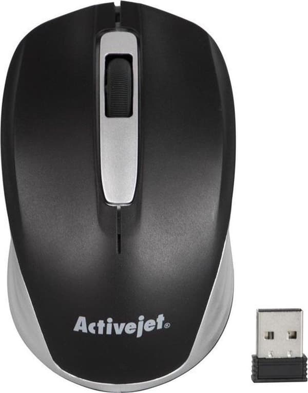 Activejet AMY-313 trådlös datormus (optisk; 1200 DPI; svart) Svart, Grå