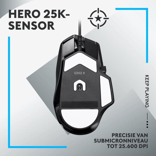 Logitech G502 X - Wired Gaming Mus - Högerhänt - Optisk - Svart