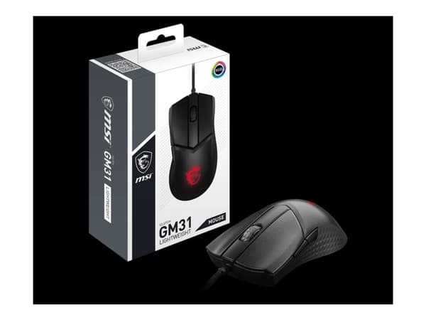 MSI Clutch GM31 - Mus - ergonomisk - optisk - 6 knappar - kabelansluten - USB 2.0