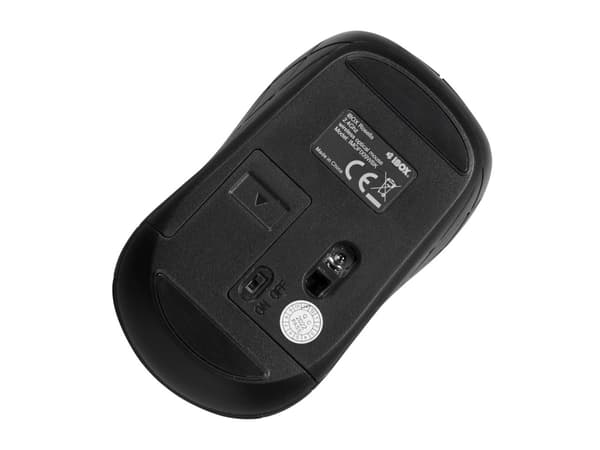 iBOX Rosella Pro - Mus - höger- och vänsterhänta - optisk - 3 knappar - trådlös - 2.4 GHz - trådlös USB-mottagare - svart - hängande låda