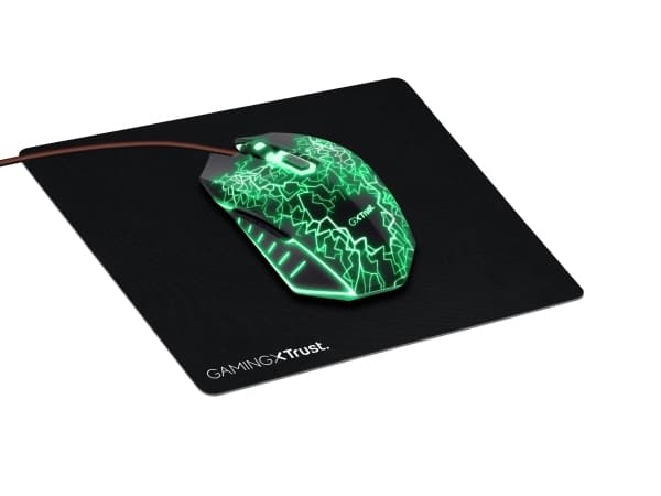 Trust Gaming GXT 783X - Mus - 6 knappar - kabelansluten - USB-A - svart - med mouse pad