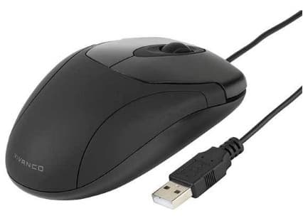 Vivanco 36638, Molempikätinen, USB A-tyyppi, 1200 DPI, Musta