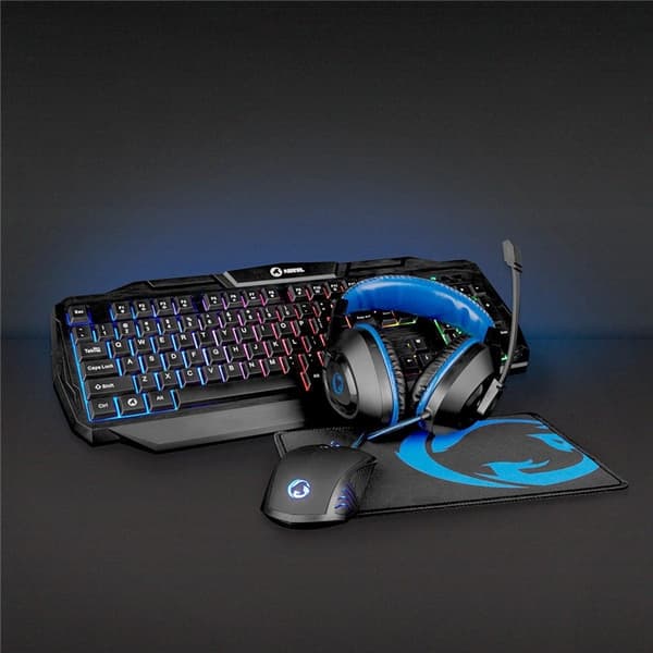 Nedis Gaming Combo Kit | 4-i-1 | Tastatur, Headset, Mus og musemåtte | Blå / Sort | QWERTZ | DE layout