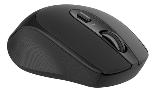 DELTACO trådløs, kompakt og lydløs mus, 1600 DPI, USB-mottaker, 4 knapper, mørkegrå