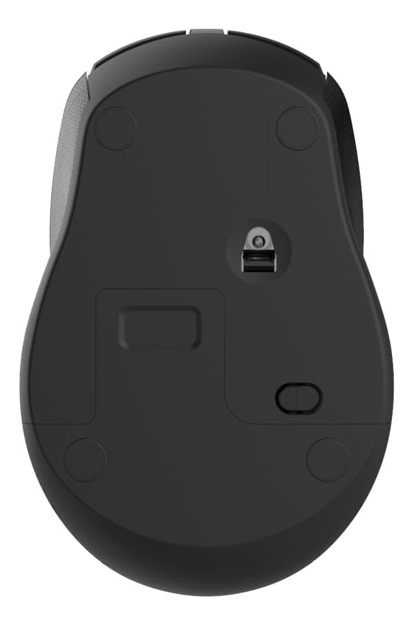 DELTACO trådløs, kompakt og lydløs mus, 1600 DPI, USB-mottaker, 4 knapper, mørkegrå