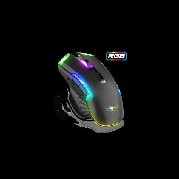 SPIRIT OF GAMER - ELITE M70 - Uppladdningsbar trådlös spelmus med tumstöd - 8 programmerbara knappar - RGB-bakgrundsbelysning Svart