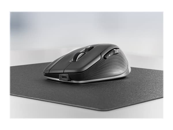 3Dconnexion CadMouse Compact Wireless - Mus - ergonomisk - optisk - 7 knappar - trådlös, kabelansluten - Bluetooth, 2.4 GHz, USB Svart