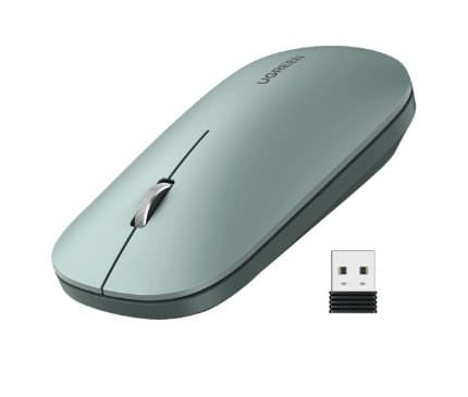 Ugreen 90374, Ambidextrous, Optisk, RF Trådlös, 4000 DPI, Grön