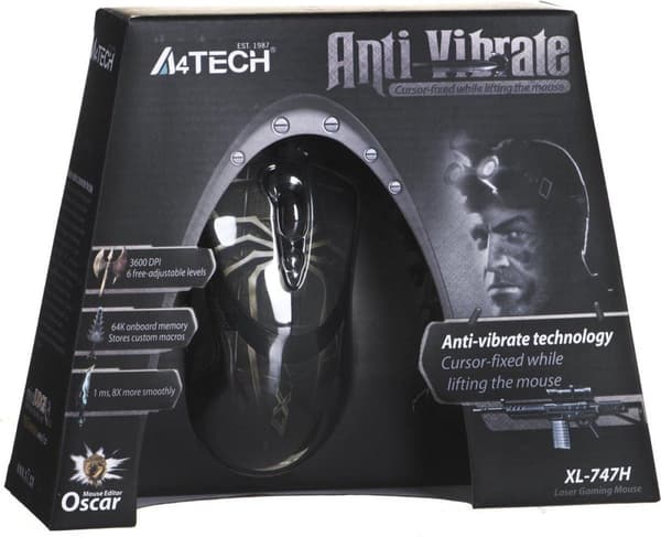 A4Tech Anti-Vibrate Laser Gaming XL-747H mus USB Type-A 3600 DPI