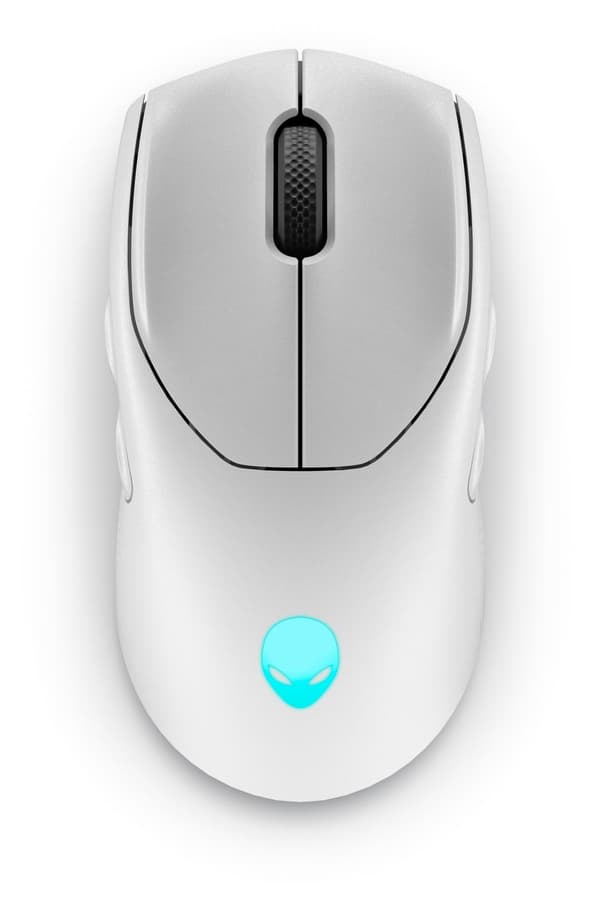 DELL Alienware Tri-Mode Gaming Mouse AW720M - Mus - optisk - 8 knappar - trådlös, trådbunden - USB, 2,4 GHz, Bluetooth 5.1 - Lunar Light (AW720M-W-DEA