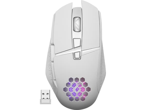 Defender GLORY GM-514, högerhand, Optisk, RF Trådlös, 3200 DPI, Vit