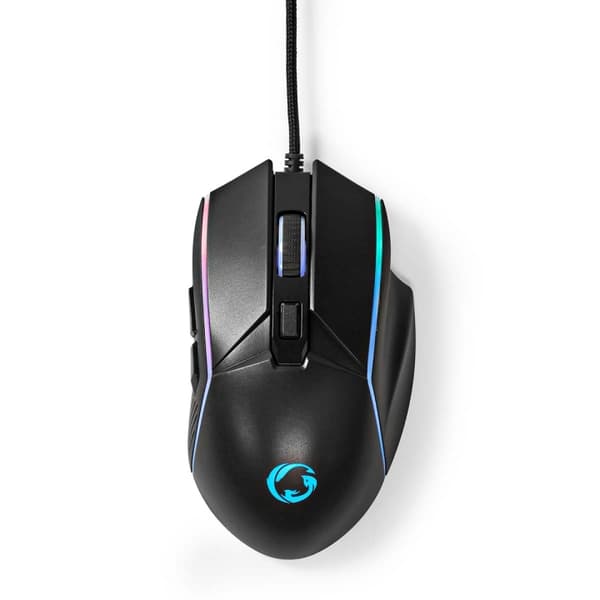 Nedis Gaming Mus | Trådbundet | 800 / 1200 / 2400 / 3200 / 4800 / 7200 dpi | Justerbar DPI | Antal knappar: 6 | Högerhänt | 1.50 m | LED