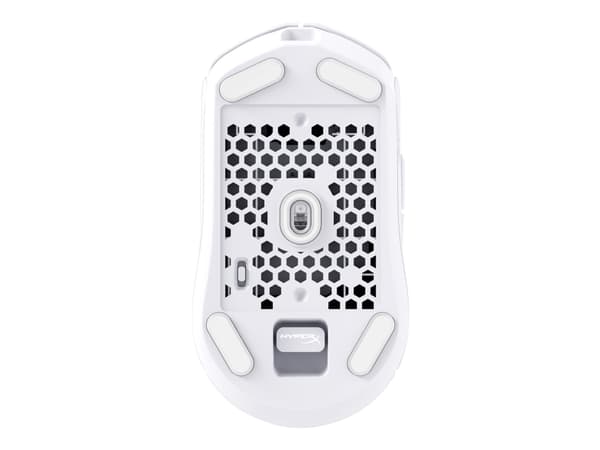 HyperX Pulsefire Haste 2 - Mus - optisk - 6 knapper - trådløs, kablet - 2.4 GHz, Bluetooth 5.0 - USB trådløs mottaker - hvit