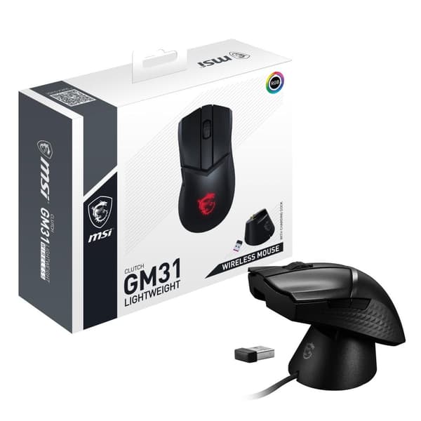 MSI CLUTCH GM31 LÄTTVIKT TRÅDLÖS mus Högerhänt RF trådlös optisk 12000 DPI