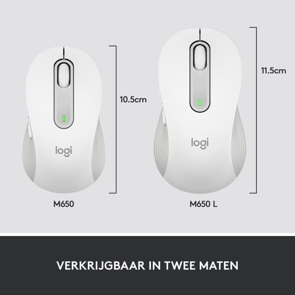 Logitech Signature M650 L Trådlös mus 2000 DPI, vit