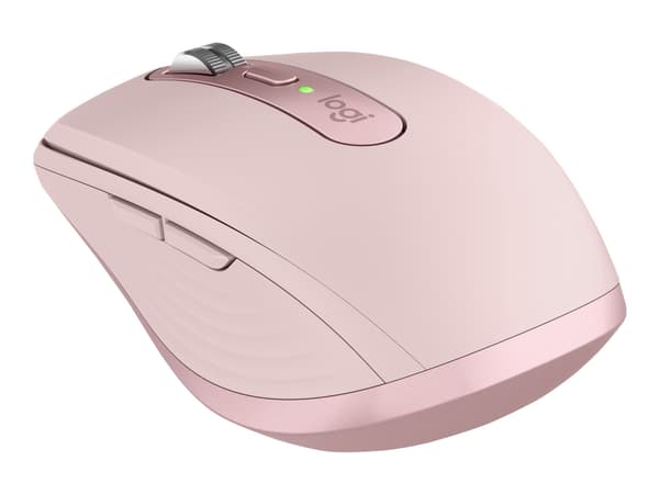 Logitech MX Anywhere 3 - Mus - laser - 6 knapper - trådløs - Bluetooth, 2.4 GHz - USB trådløs mottaker - rosa