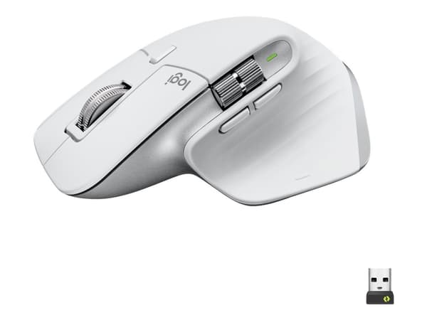 Logitech MX Master 3S Performance Wireless Mouse - Mus - ergonomisk - optisk - trådløs - Bluetooth, 2.4 GHz - Logitech Logi Bolt USB-mottaker - pale Sølv, Hvit