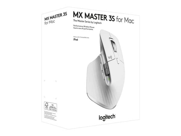 Logitech Master Series MX Master 3S for Mac - Wireless Bluetooth Mouse with Ultra-fast Scrolling - Pale Gray - Mus - ergonomisk - optisk - 7 knapper
