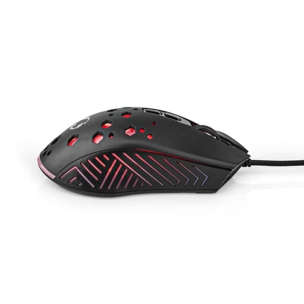 Nedis Gaming Mus | Trådbundet | 800 / 1200 / 2400 / 3200 / 4800 / 7200 dpi | Justerbar DPI | Antal knappar: 7 | Programmerbara knappar | Högerhänt | 1