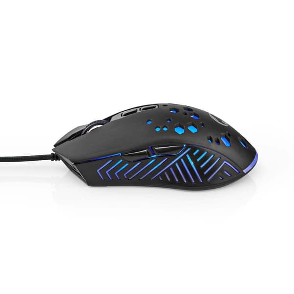 Nedis Gaming Mus | Trådbundet | 800 / 1200 / 2400 / 3200 / 4800 / 7200 dpi | Justerbar DPI | Antal knappar: 7 | Programmerbara knappar | Högerhänt | 1