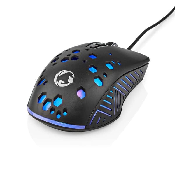 Nedis Gaming Mus | Trådbundet | 800 / 1200 / 2400 / 3200 / 4800 / 7200 dpi | Justerbar DPI | Antal knappar: 7 | Programmerbara knappar | Högerhänt | 1