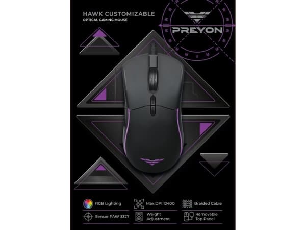 PREYON Hawk gamingmus (utbytbara delar) | 12400 DPI