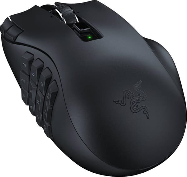 Razer Naga V2 HyperSpeed  - Mus - ergonomisk - högerhänt - optisk - 21 knappar - trådlös - Bluetooth, 2,4 GHz - trådlös mottagare (USB) (RZ01-03600100