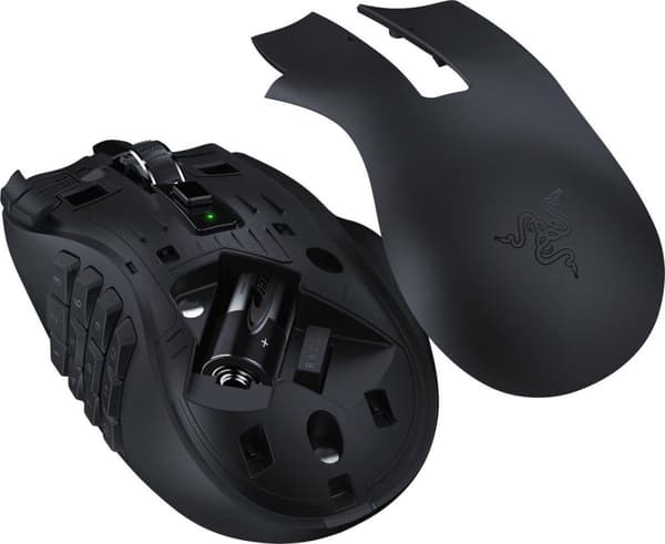 Razer Naga V2 HyperSpeed  - Mus - ergonomisk - högerhänt - optisk - 21 knappar - trådlös - Bluetooth, 2,4 GHz - trådlös mottagare (USB) (RZ01-03600100