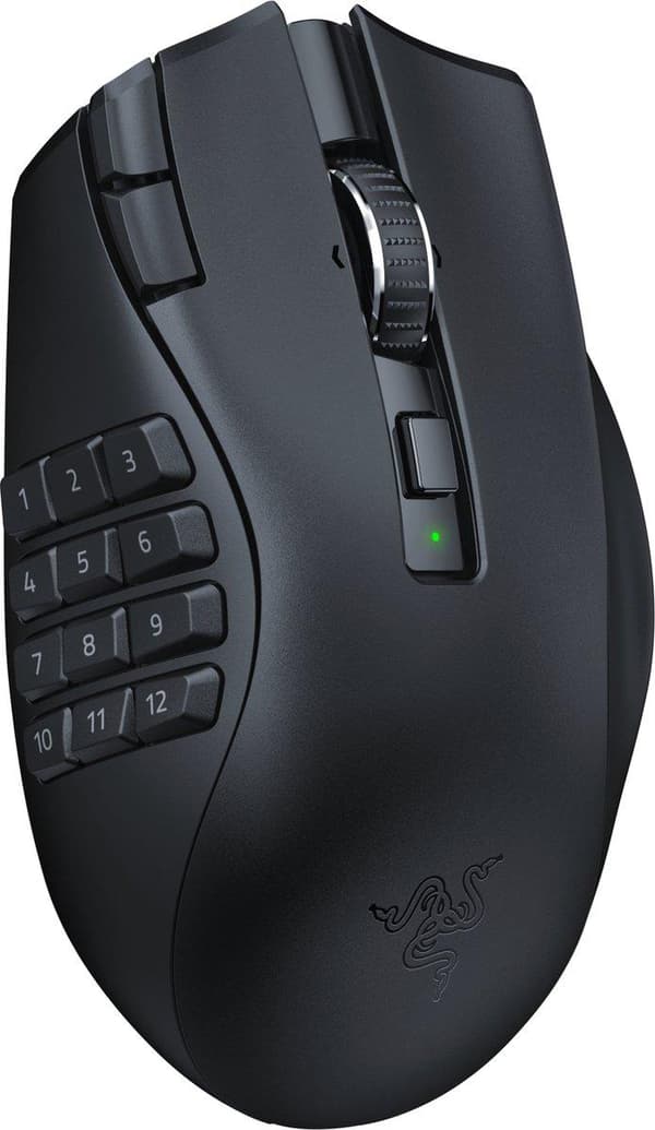 Razer Naga V2 HyperSpeed  - Mus - ergonomisk - högerhänt - optisk - 21 knappar - trådlös - Bluetooth, 2,4 GHz - trådlös mottagare (USB) (RZ01-03600100