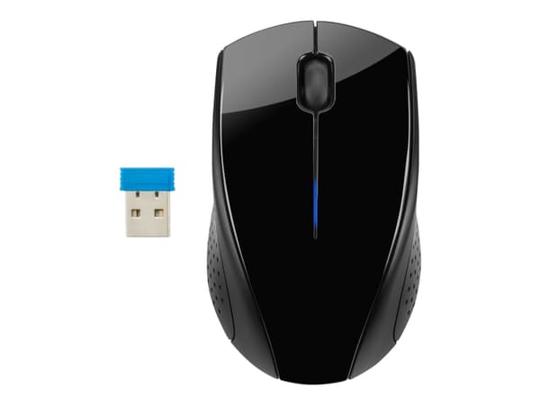 HP 220 - Mus - höger- och vänsterhänta - optisk - trådlös - 2.4 GHz - trådlös USB-mottagare - för Pavilion 24, 27, 32, 590, 595, TP01 Svart