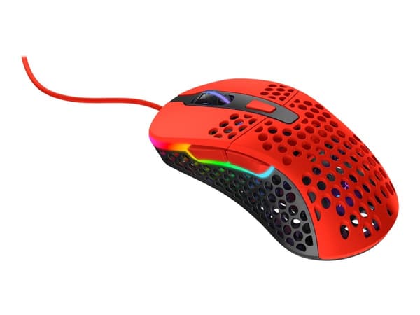 Xtrfy M4 RGB - Mus - högerhänt - optisk - kabelansluten - USB - kripparrian red Svart, Röd
