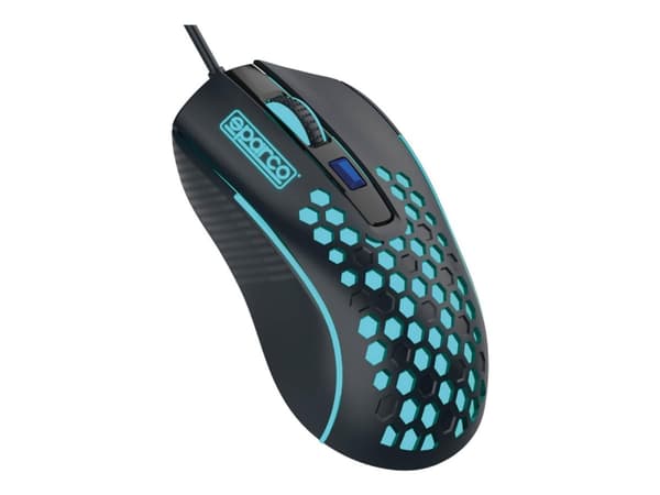 Sparco HIVE - Mus - optisk - kablet - USB Sort, Turkis