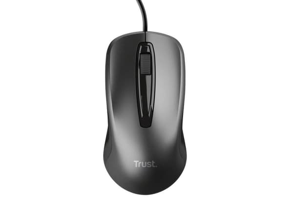 Trust - Mus - høyre- og venstrehåndet - optisk - 3 knapper - kablet - USB-A - svart