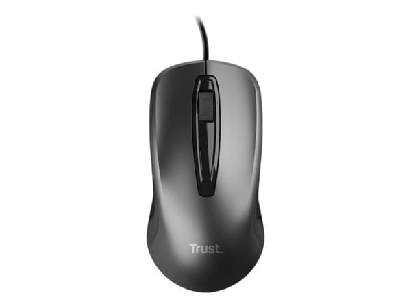 Trust - Mus - høyre- og venstrehåndet - optisk - 3 knapper - kablet - USB-A - svart Sort