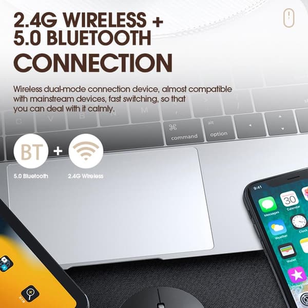 T-WOLF X2 genopladelig 2.4G+Bluetooth trådløs mus til pc