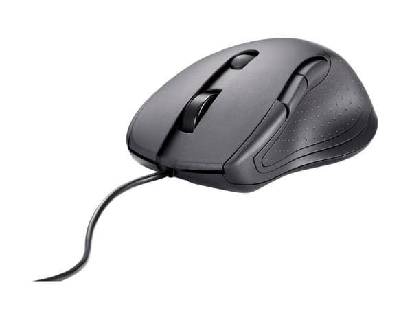 DELTACO - Mus - silent, 600-1600 dpi - 5 knappar - kabelansluten - USB - svart - hängande låda