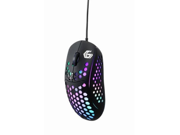 Gembird MUSG-RAGNAR-RX400 - Mus - optisk - 6 knappar - kabelansluten - USB 2.0 - presentask med transparent fönster