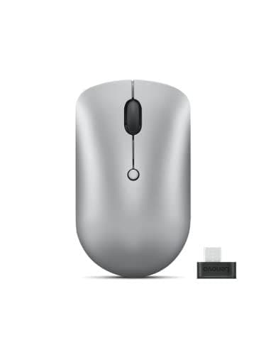 Lenovo - hiiri - kompakti - oikea- ja vasenkätinen - optinen - 4 painiketta - langaton - 2,4 GHz - langaton USB-C-vastaanotin - pilvenharmaa - ruskea