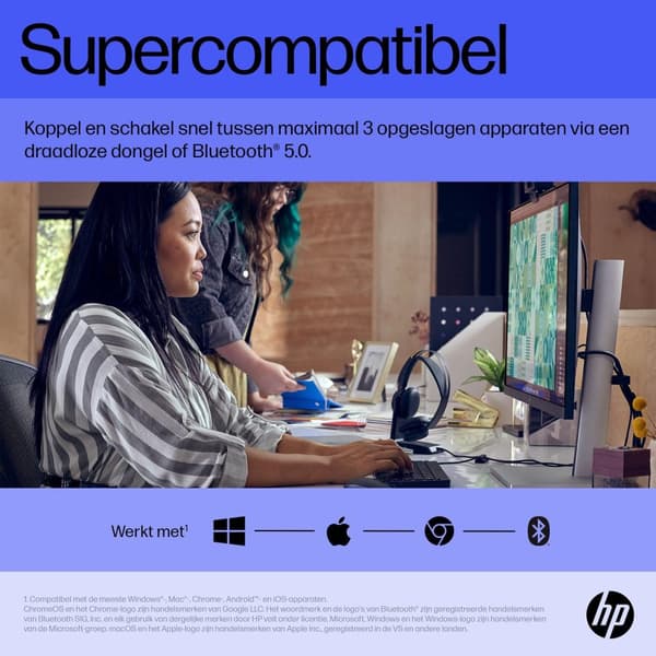 HP 715 - Mus - multi-enhet, laddningsbar - 7 knappar - trådlös, trådbunden - 2,4 GHz, Bluetooth 3.0 - trådlös mottagare (USB) - svart (6E6F0AA#ABB)
