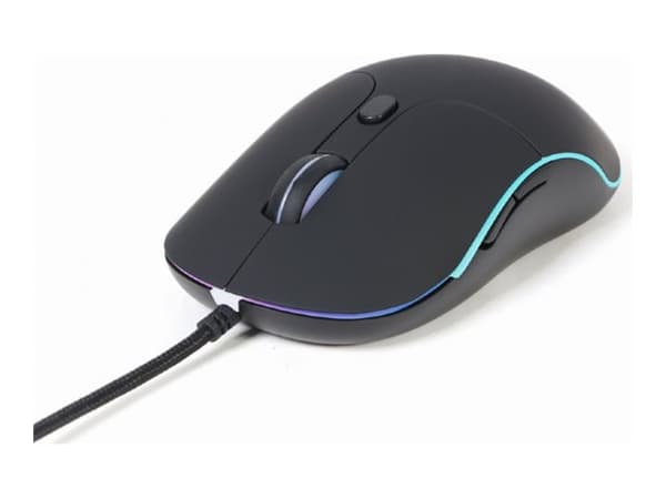 Gembird - Mus - ergonomisk - belyst, stor storlek - optisk - 6 knappar - kabelansluten - USB 2.0 - blåsa Svart