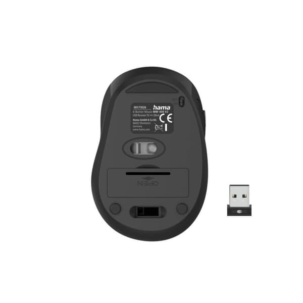 Hama Optical Draadloze Muis Met 6 knoppar MW-400 V2 Ergo. USB ont. Svart