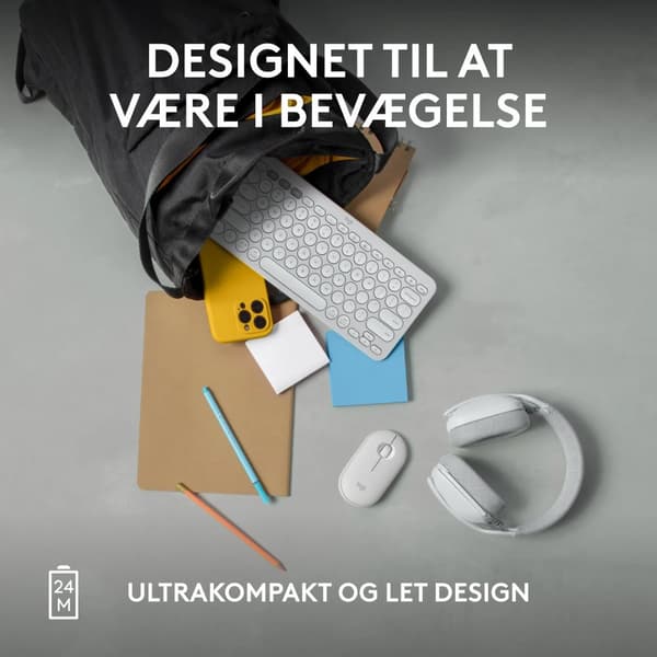 Logitech® | Pebble Mouse 2 (M350s) - Mus - optisk - 3 knappar - trådlös - Bluetooth - Off-White