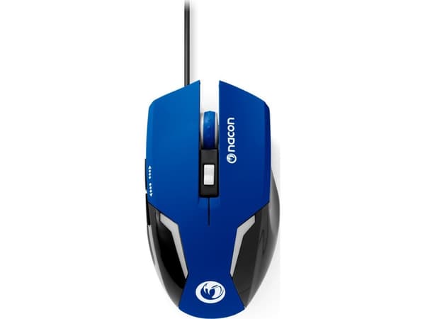 NACON GM-105, vänster hand, Optisk, USB Type-A, 2400 DPI, Svart, Blå Svart, Blå